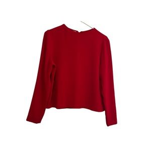 Ildi Marshall Red Long Sleeve Back Zip Side Slits Top Blouse Womens Size 10
